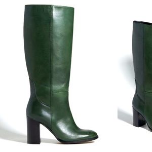 BY ANTHROPOLOGIE GREEN, TALL LEATHER BOOTS
